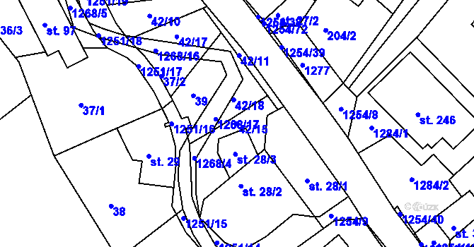 Parcela st. 42/15 v KÚ Podkopná Lhota, Katastrální mapa