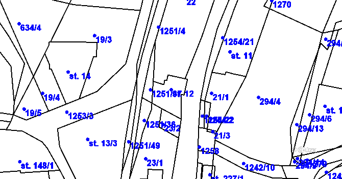 Parcela st. 12 v KÚ Podkopná Lhota, Katastrální mapa