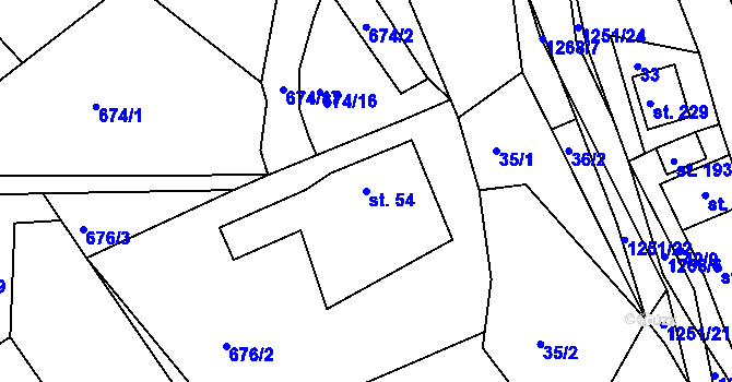 Parcela st. 54 v KÚ Podkopná Lhota, Katastrální mapa
