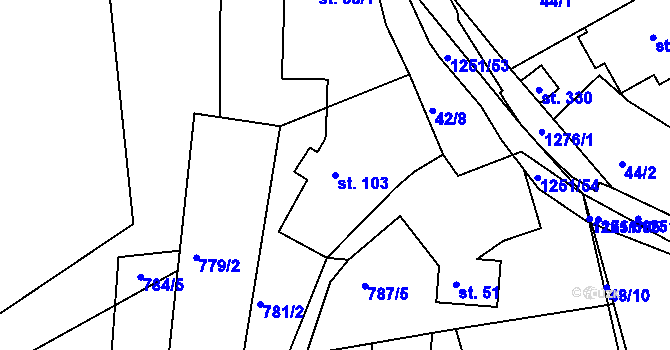 Parcela st. 103 v KÚ Podkopná Lhota, Katastrální mapa