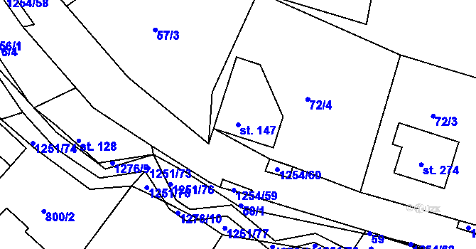 Parcela st. 147 v KÚ Podkopná Lhota, Katastrální mapa