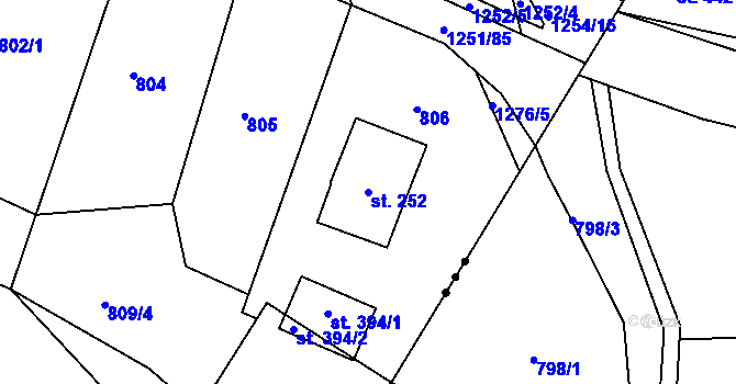 Parcela st. 252 v KÚ Podkopná Lhota, Katastrální mapa