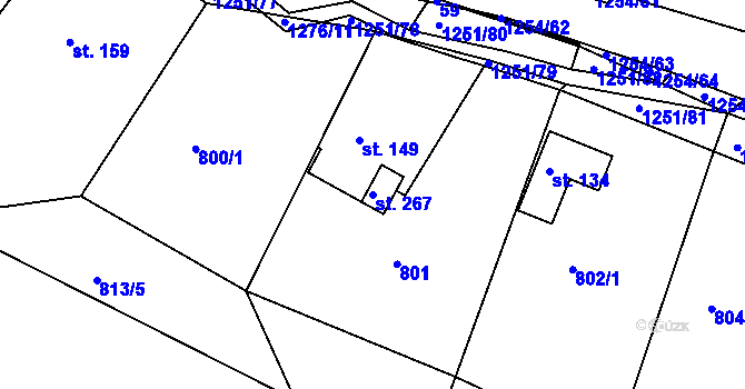Parcela st. 267 v KÚ Podkopná Lhota, Katastrální mapa