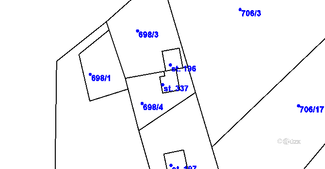 Parcela st. 337 v KÚ Podkopná Lhota, Katastrální mapa