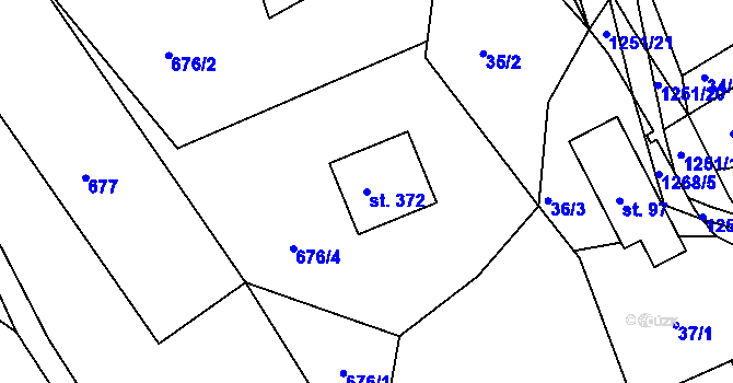 Parcela st. 372 v KÚ Podkopná Lhota, Katastrální mapa