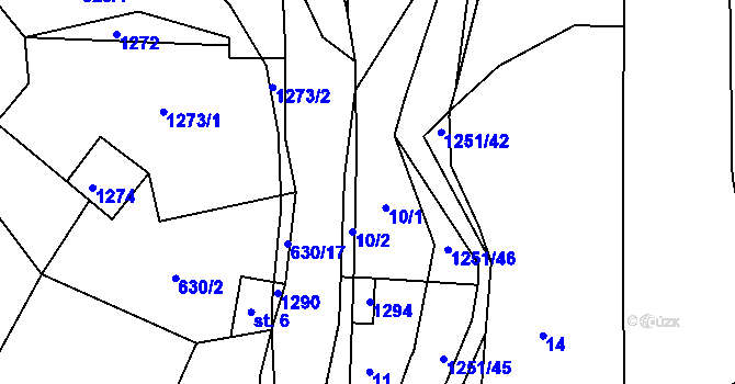 Parcela st. 10 v KÚ Podkopná Lhota, Katastrální mapa
