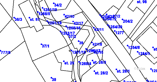 Parcela st. 39 v KÚ Podkopná Lhota, Katastrální mapa