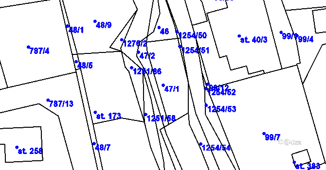 Parcela st. 47/1 v KÚ Podkopná Lhota, Katastrální mapa