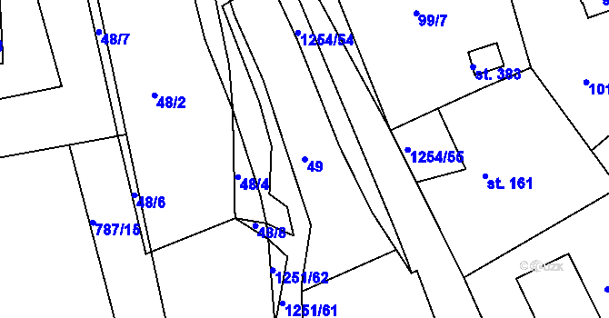 Parcela st. 49 v KÚ Podkopná Lhota, Katastrální mapa