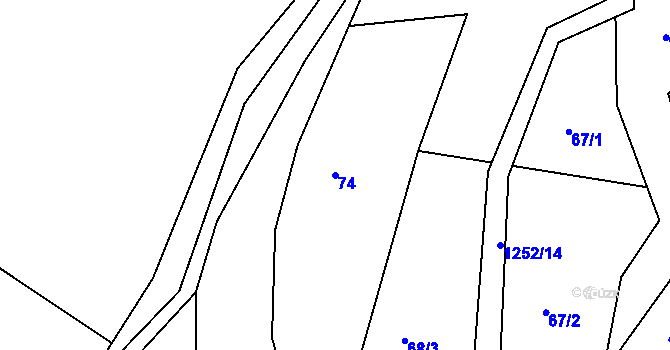 Parcela st. 74 v KÚ Podkopná Lhota, Katastrální mapa
