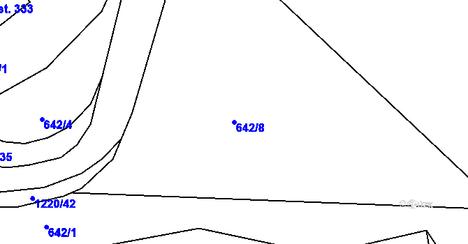 Parcela st. 642/8 v KÚ Podkopná Lhota, Katastrální mapa
