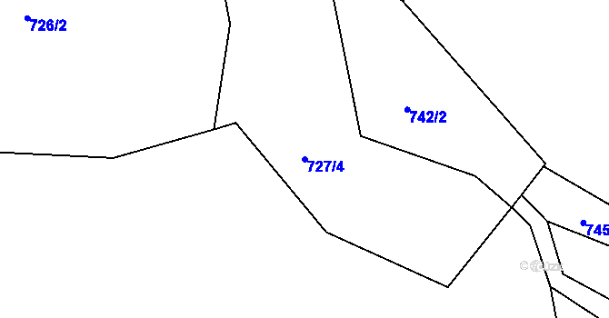 Parcela st. 727/4 v KÚ Podkopná Lhota, Katastrální mapa