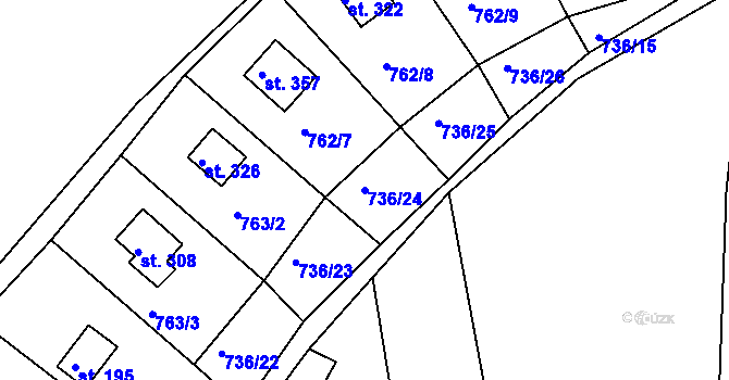 Parcela st. 736/24 v KÚ Podkopná Lhota, Katastrální mapa