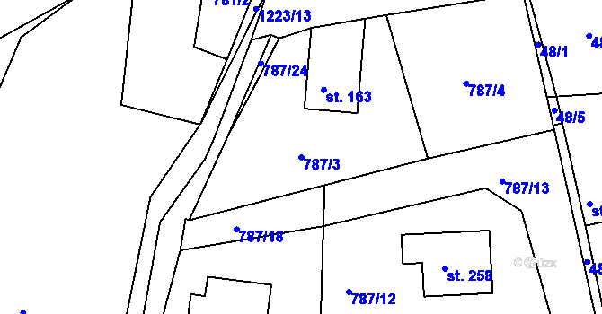 Parcela st. 787/3 v KÚ Podkopná Lhota, Katastrální mapa