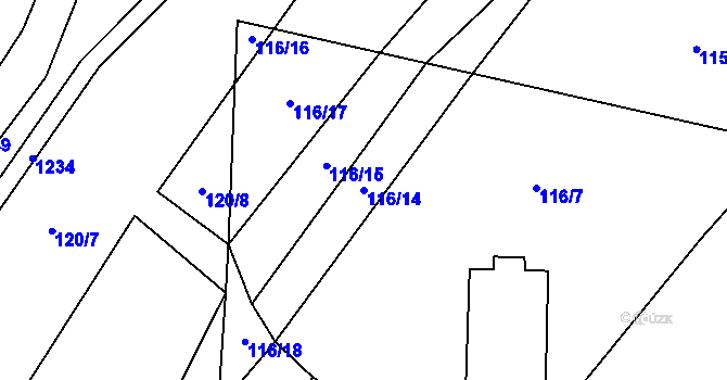 Parcela st. 116/14 v KÚ Podkopná Lhota, Katastrální mapa