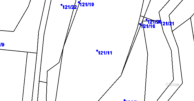 Parcela st. 121/11 v KÚ Podkopná Lhota, Katastrální mapa