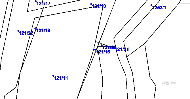 Parcela st. 121/16 v KÚ Podkopná Lhota, Katastrální mapa