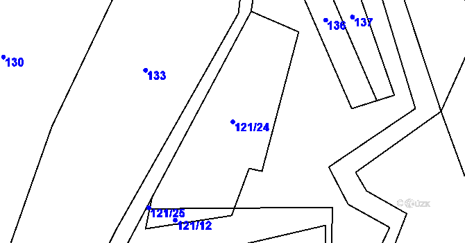 Parcela st. 121/24 v KÚ Podkopná Lhota, Katastrální mapa