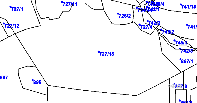 Parcela st. 727/13 v KÚ Podkopná Lhota, Katastrální mapa
