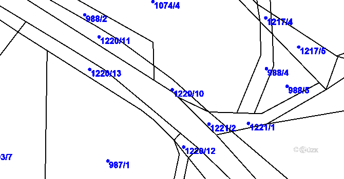 Parcela st. 1220/10 v KÚ Podkopná Lhota, Katastrální mapa