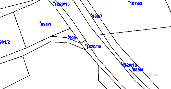 Parcela st. 1220/15 v KÚ Podkopná Lhota, Katastrální mapa