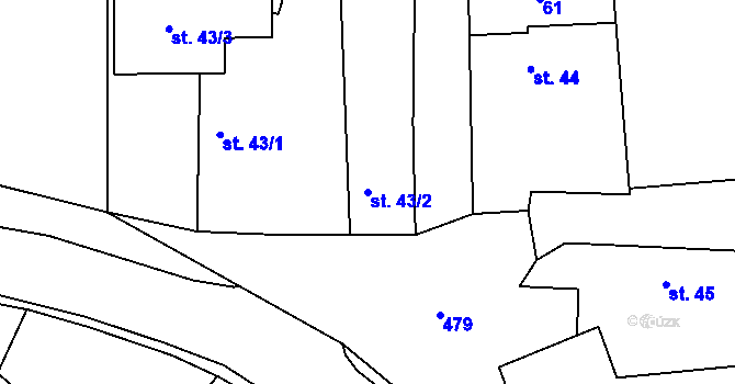 Parcela st. 43/2 v KÚ Podlažice, Katastrální mapa