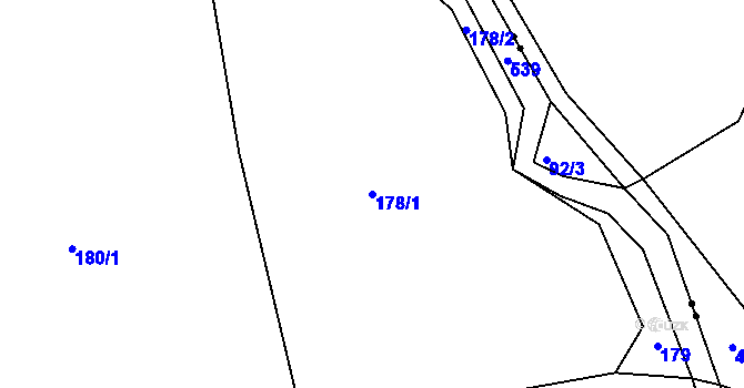 Parcela st. 178/1 v KÚ Podlažice, Katastrální mapa