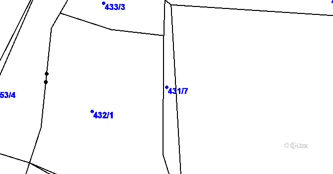 Parcela st. 431/7 v KÚ Podlažice, Katastrální mapa