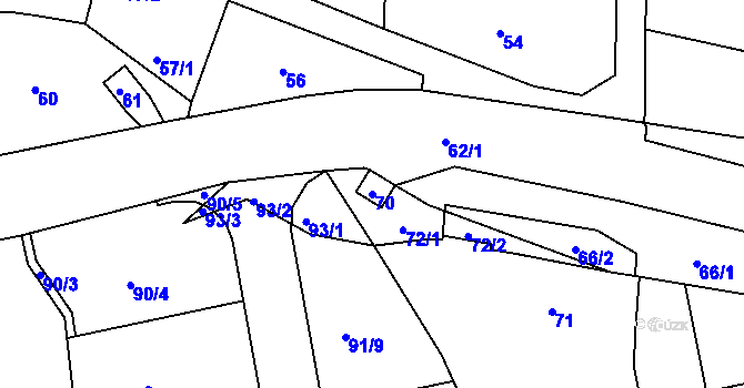 Parcela st. 70 v KÚ Podlesí nad Litavkou, Katastrální mapa