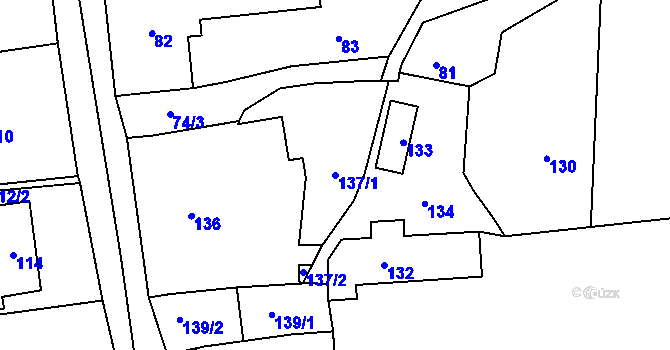 Parcela st. 137/1 v KÚ Podlesí nad Litavkou, Katastrální mapa