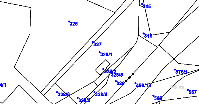 Parcela st. 328/1 v KÚ Podlesí nad Litavkou, Katastrální mapa