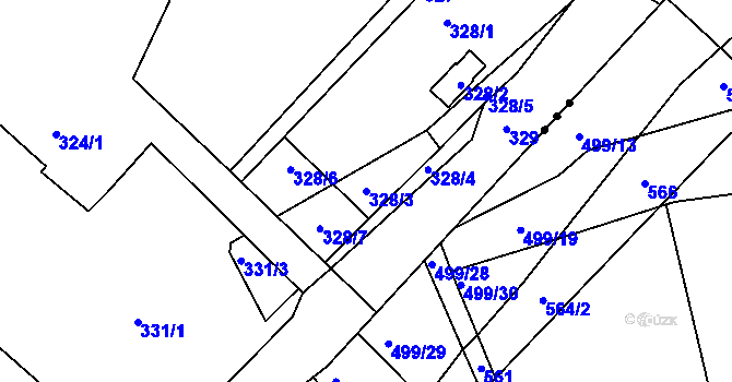 Parcela st. 328/3 v KÚ Podlesí nad Litavkou, Katastrální mapa