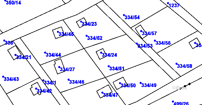 Parcela st. 334/24 v KÚ Podlesí nad Litavkou, Katastrální mapa