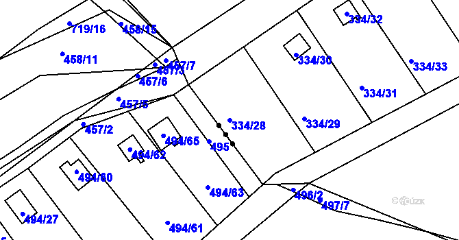 Parcela st. 334/28 v KÚ Podlesí nad Litavkou, Katastrální mapa