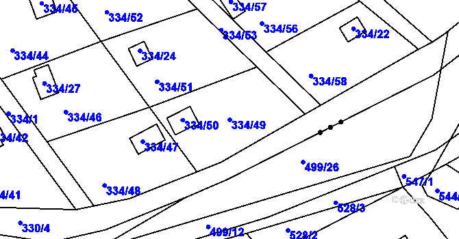 Parcela st. 334/49 v KÚ Podlesí nad Litavkou, Katastrální mapa