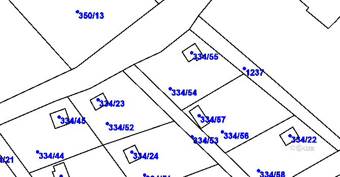 Parcela st. 334/54 v KÚ Podlesí nad Litavkou, Katastrální mapa