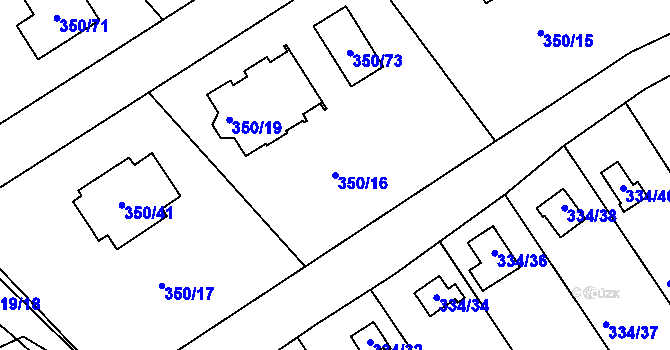 Parcela st. 350/16 v KÚ Podlesí nad Litavkou, Katastrální mapa