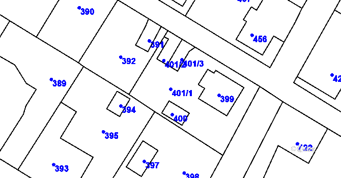 Parcela st. 401/1 v KÚ Podlesí nad Litavkou, Katastrální mapa