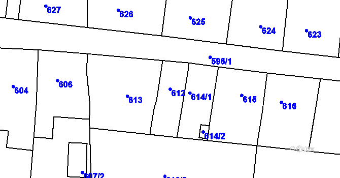 Parcela st. 612 v KÚ Podlesí nad Litavkou, Katastrální mapa