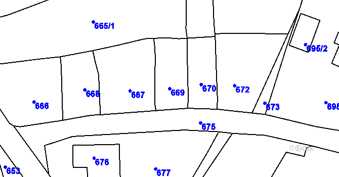 Parcela st. 669 v KÚ Podlesí nad Litavkou, Katastrální mapa