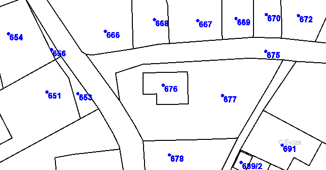 Parcela st. 676 v KÚ Podlesí nad Litavkou, Katastrální mapa