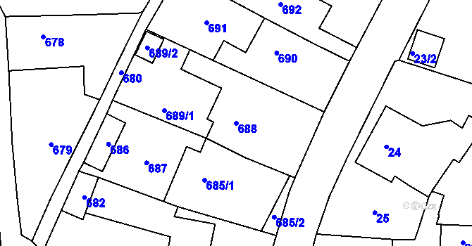 Parcela st. 688 v KÚ Podlesí nad Litavkou, Katastrální mapa