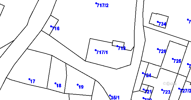 Parcela st. 717/1 v KÚ Podlesí nad Litavkou, Katastrální mapa