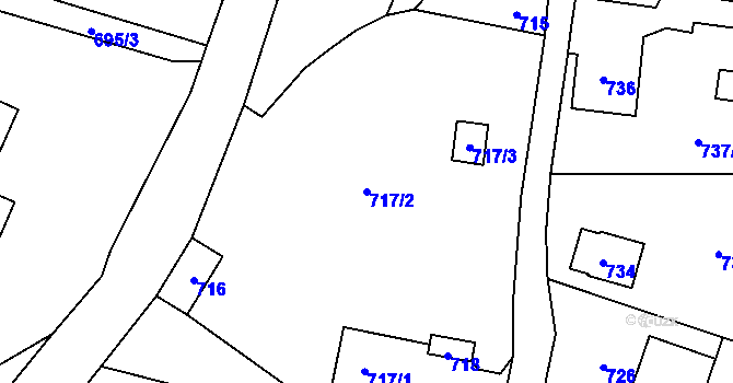 Parcela st. 717/2 v KÚ Podlesí nad Litavkou, Katastrální mapa