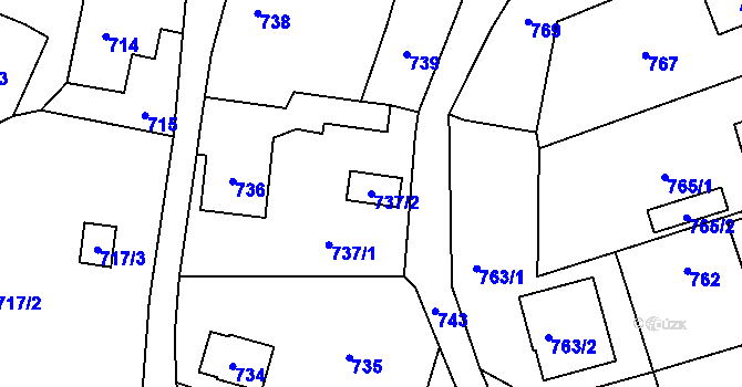 Parcela st. 737/2 v KÚ Podlesí nad Litavkou, Katastrální mapa
