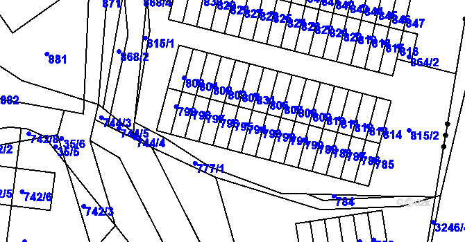 Parcela st. 795 v KÚ Podlesí nad Litavkou, Katastrální mapa