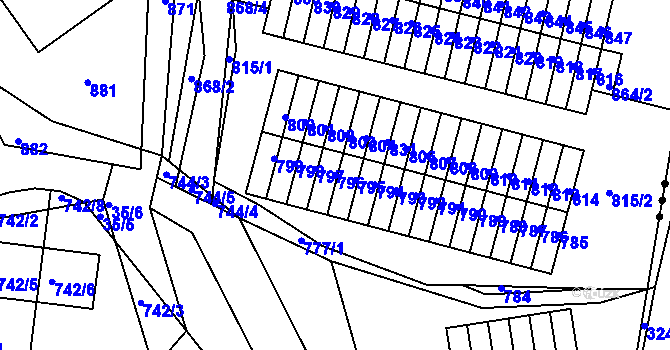 Parcela st. 796 v KÚ Podlesí nad Litavkou, Katastrální mapa