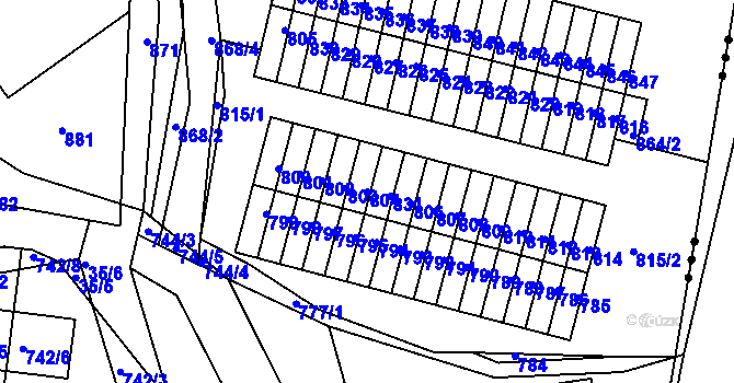 Parcela st. 804 v KÚ Podlesí nad Litavkou, Katastrální mapa