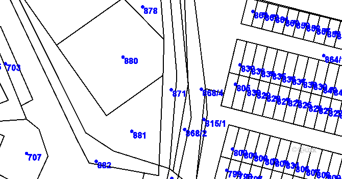 Parcela st. 871 v KÚ Podlesí nad Litavkou, Katastrální mapa