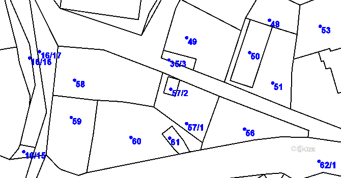 Parcela st. 57/2 v KÚ Podlesí nad Litavkou, Katastrální mapa